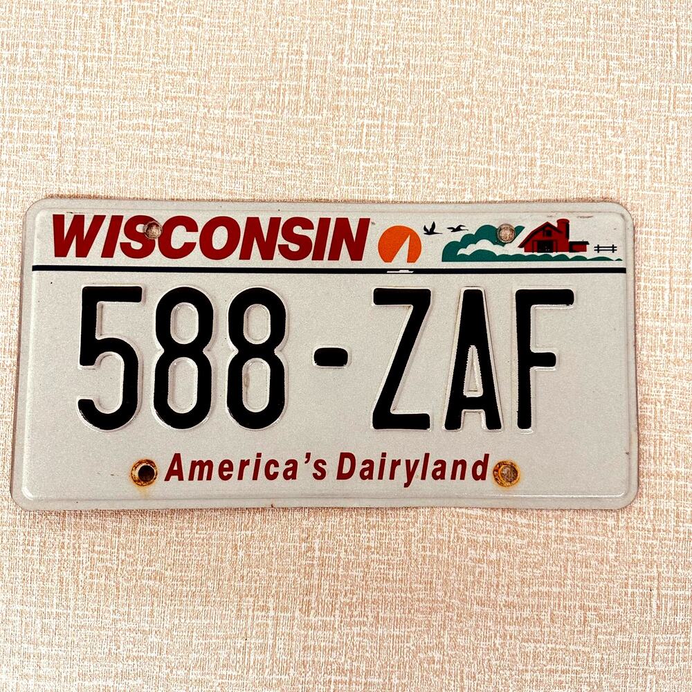 Wisconsin 588-ZAF License Plate Tag WI -‎ man cave garage decor